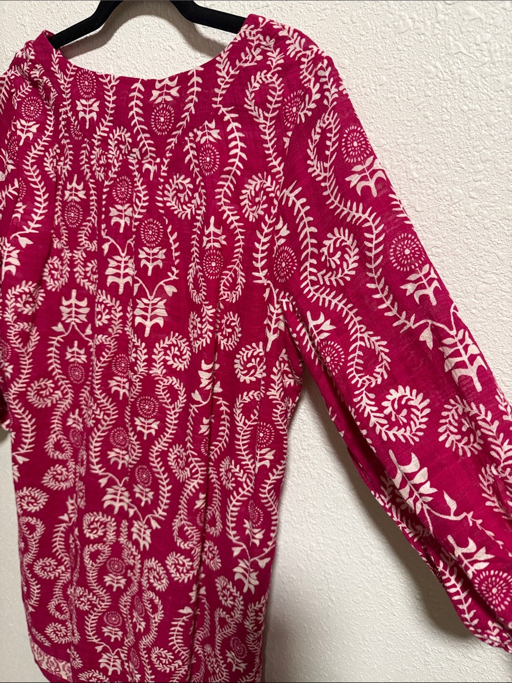 Studio Park Magenta Pink Floral Print Tassel Tie Cotton Shift Dress Medium - Picture 15 of 15